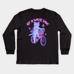 Cat - Off To Wreak Havoc Kids Long Sleeve T-Shirt